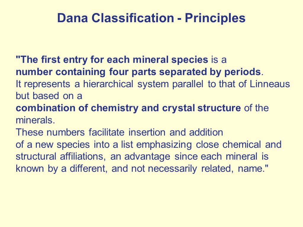 Dana Classification - Principles 